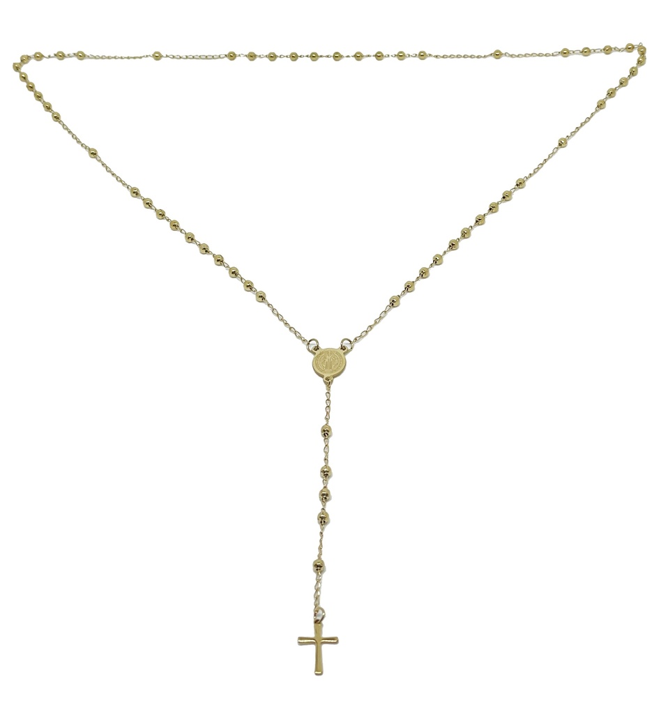 Rosario de acero inoxidable dorado