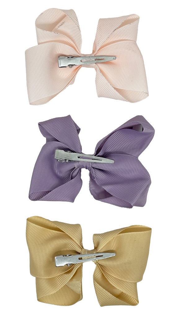 Set de 3 moñas rosado, lila y beige