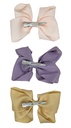 Set de 3 moñas rosado, lila y beige