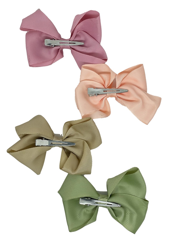 Set de 4 moñas rosado, anaranjado, kaki y olivo
