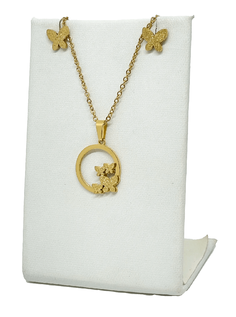 Set collar y aretes de acero inoxidable