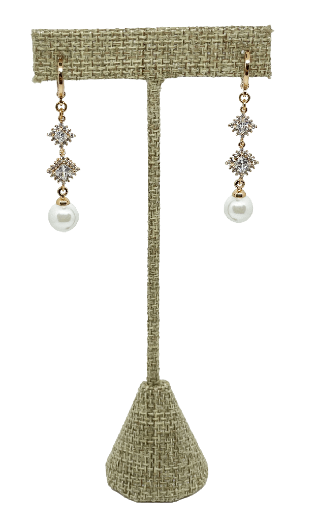 Arete de rodio con brillantito y perla