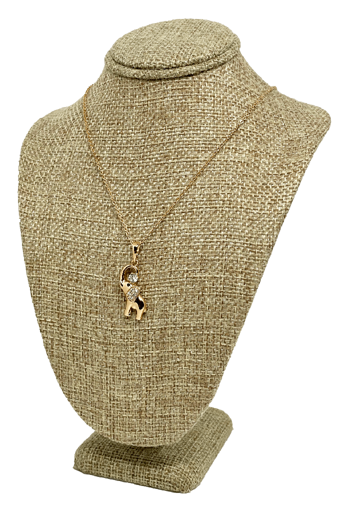 Cadena elefante de rodio con brillantito