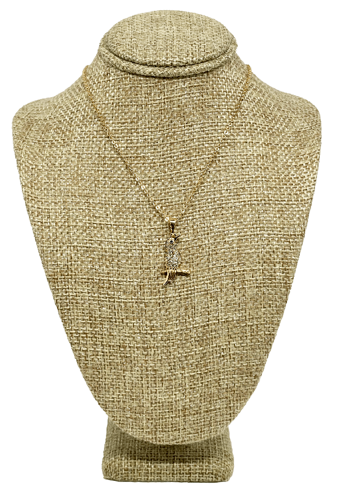 Cadena colibrí de rodio con brillantito