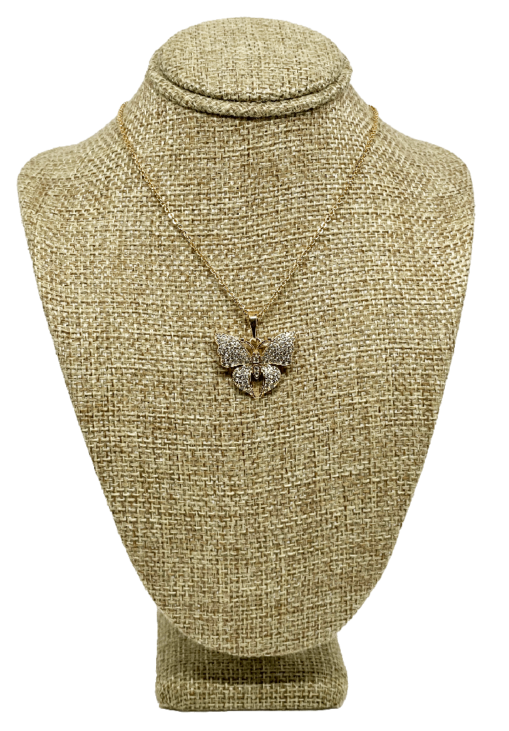 Cadena mariposa de rodio con brillantito
