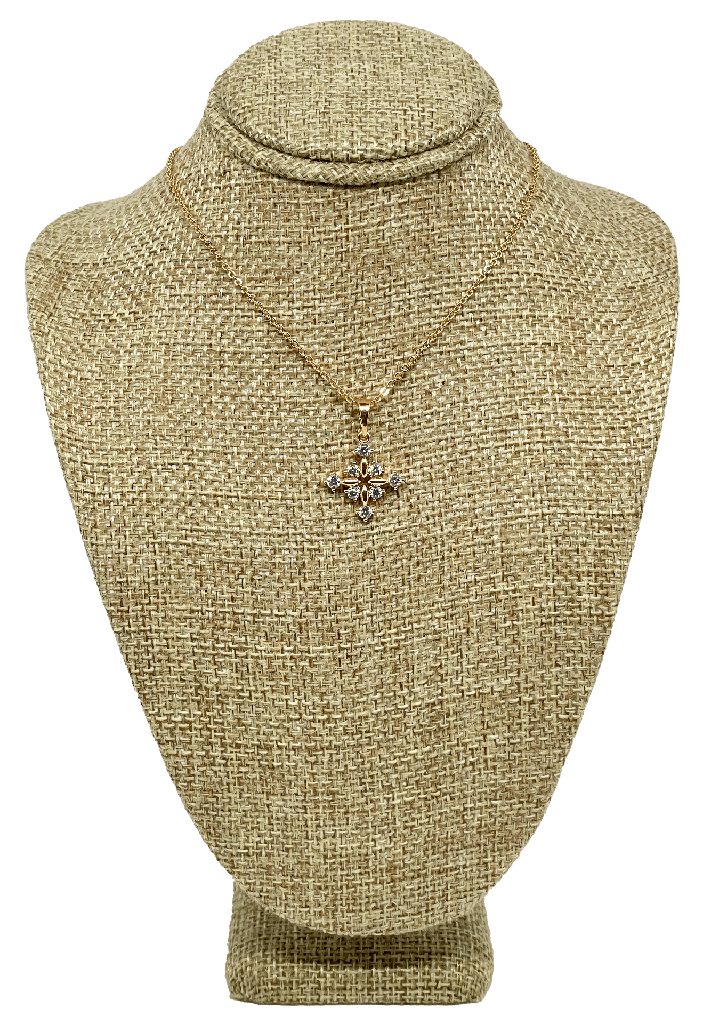 Cadena cruz de rodio con brillantito