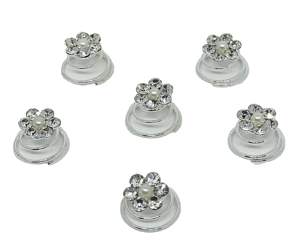 Set- de piojitos plateados de metal de flor