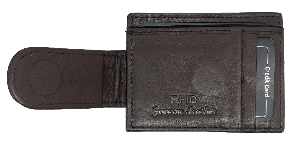 Tarjetero y money clip de cuero