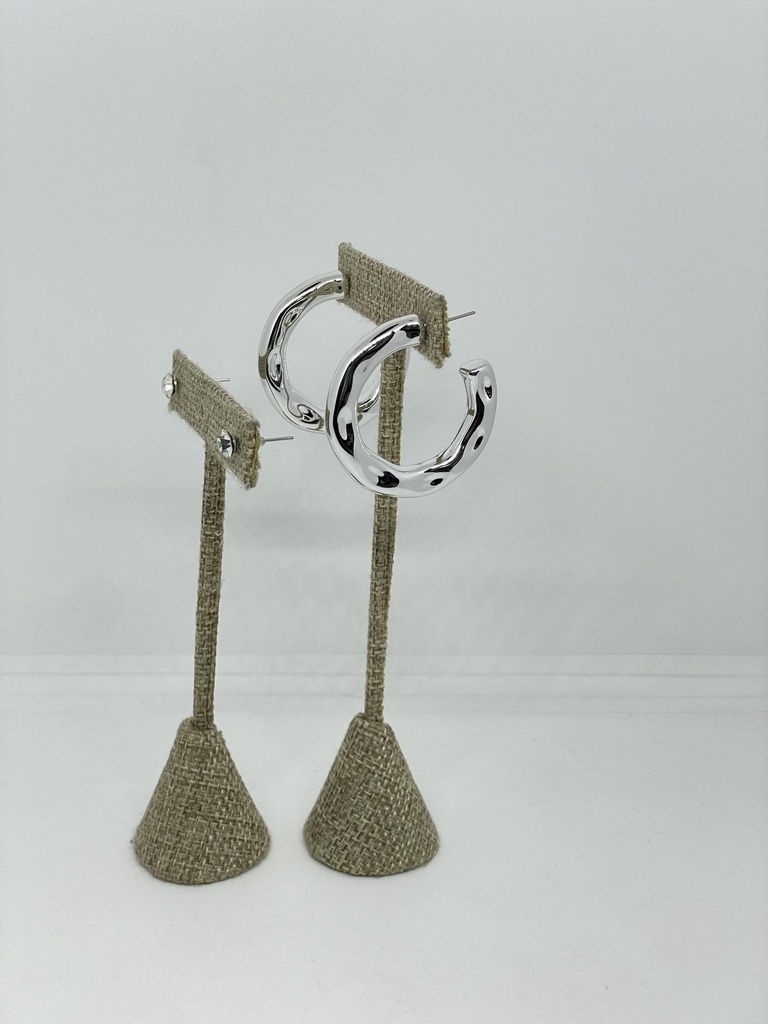 Set-de aretes con brillantito y argollas 3.9 x 3.9 cm