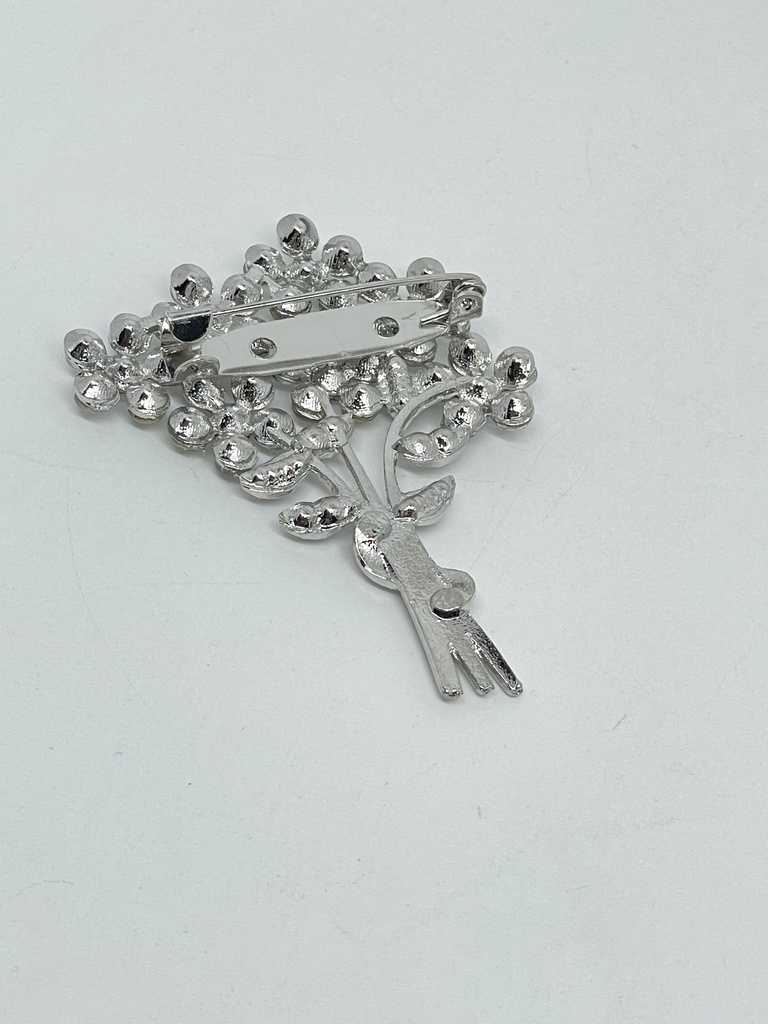 Prendedor con brillantito y flores 4x5 cm