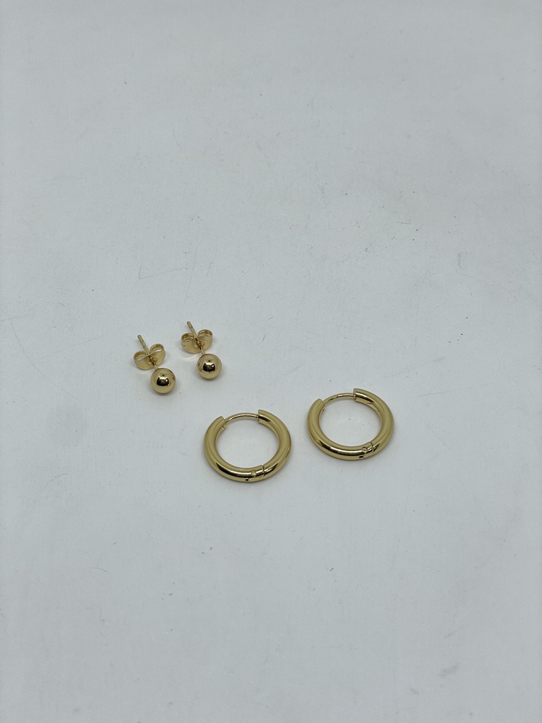 Set de aretes dorado en acero inoxidable