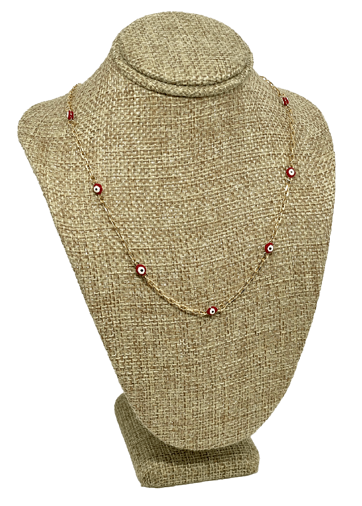 Cadena dorado con rojo x 44 cm L. de ojo turco
