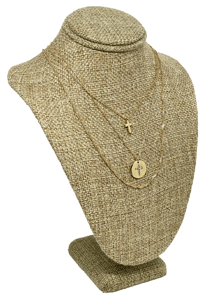 Cadena de 3 hilos dorada con cruces x 45 cm L.