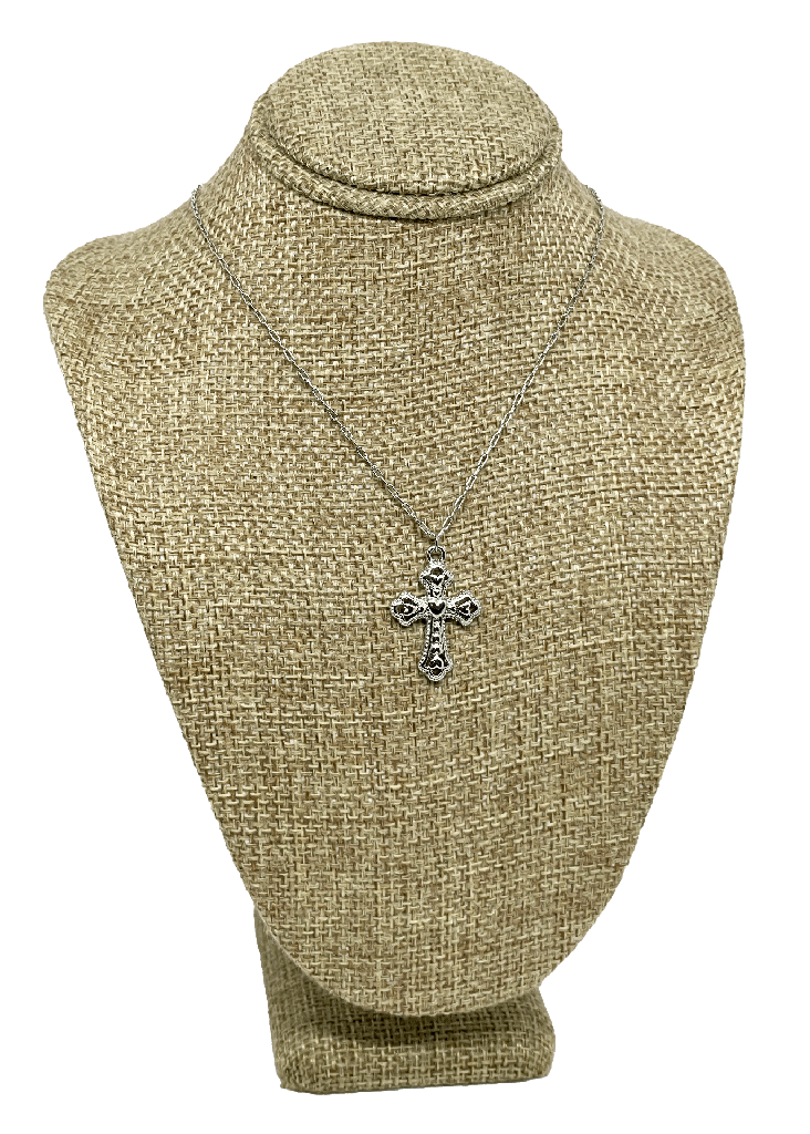 Cadena dorada de metal con cruz
