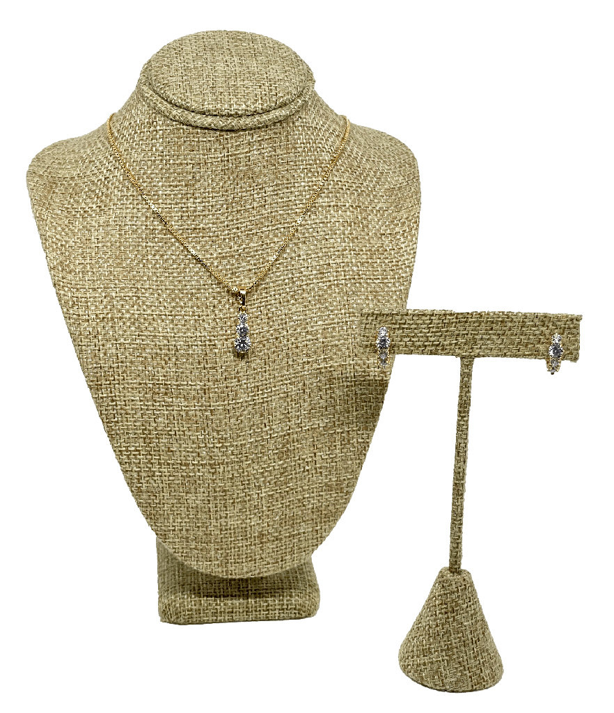 Set de collar y arete de rodio dorado