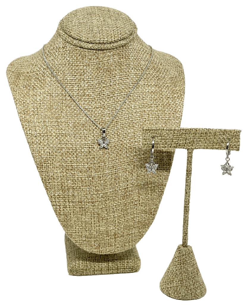 Set de collar y aretes de rodio