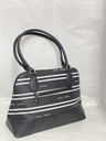 Bolsa negra de cuerina con rayas