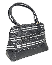 Bolsa negra de cuerina con rayas