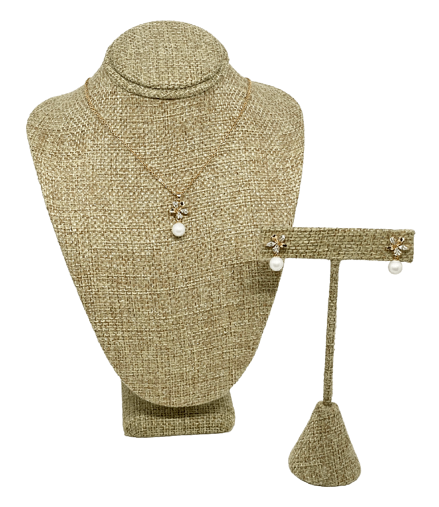 Set de collar y arete dorado de rodio