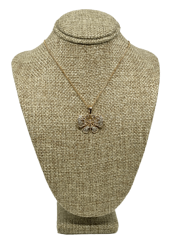 Cadena dorada de rodio con mariposa