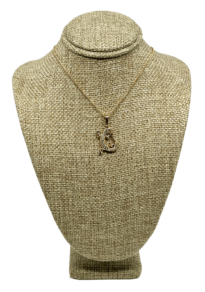 Cadena dorada de rodio con iguana