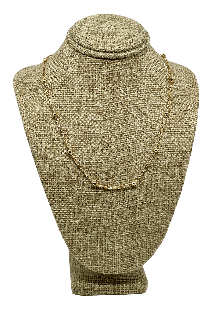Cadena dorada de rodio con bolitas