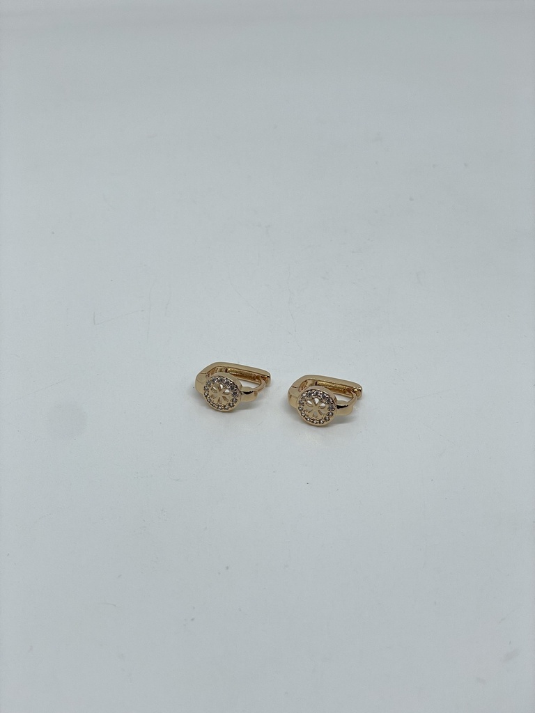 Aretes dorados de rodio con brillantitos