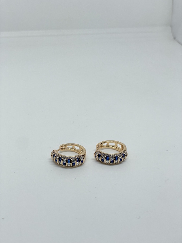Argollas doradas con azul de rodio con brillantitos