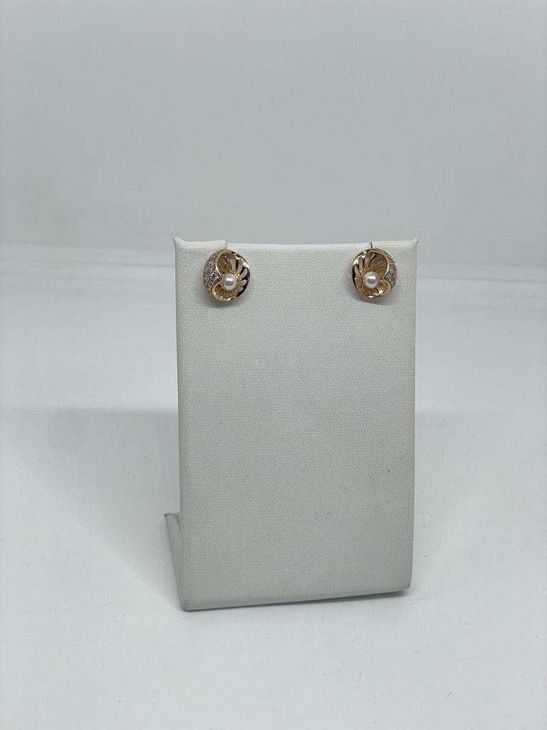 Aretes dorados de rodio con perla