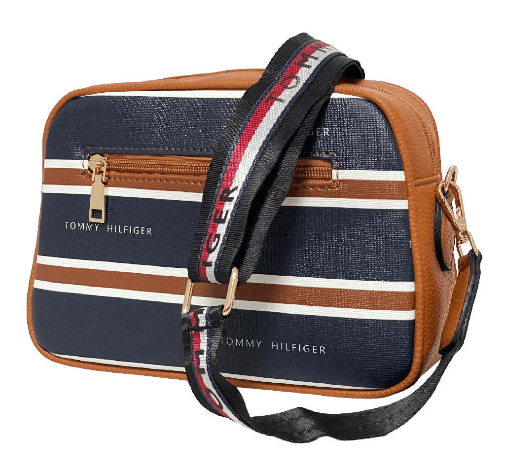 Bolsa de cuerina con rayas