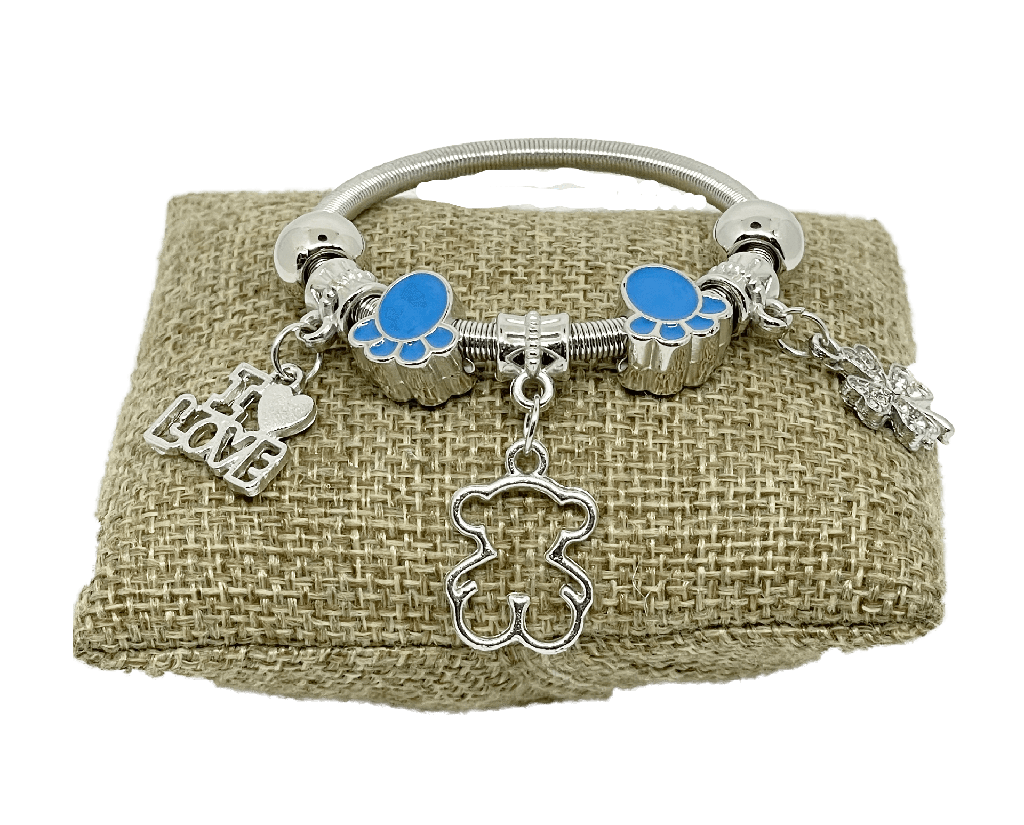Pulsera de metal con dijes de osito