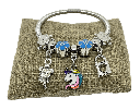 Pulsera de metal con dije de unicornio y flor