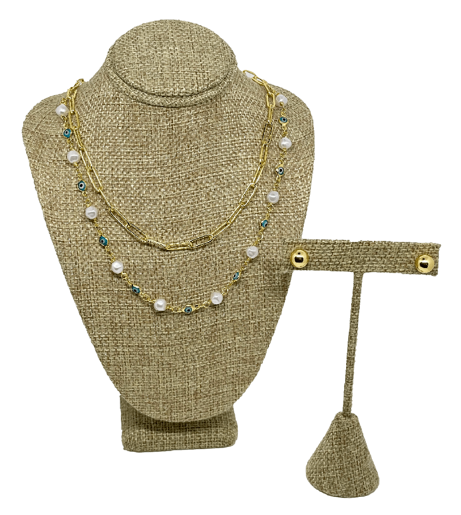 Set collar y aretes dorado