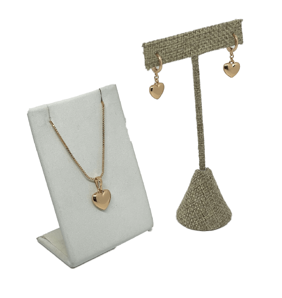 Set de collar y aretes dorados de rodio