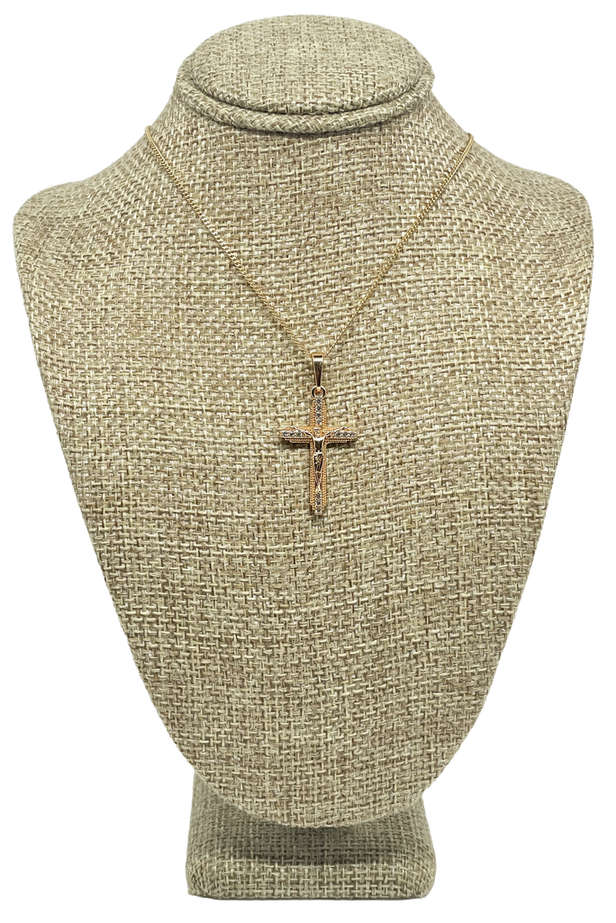 Cadena dorada de rodio con crucifijo