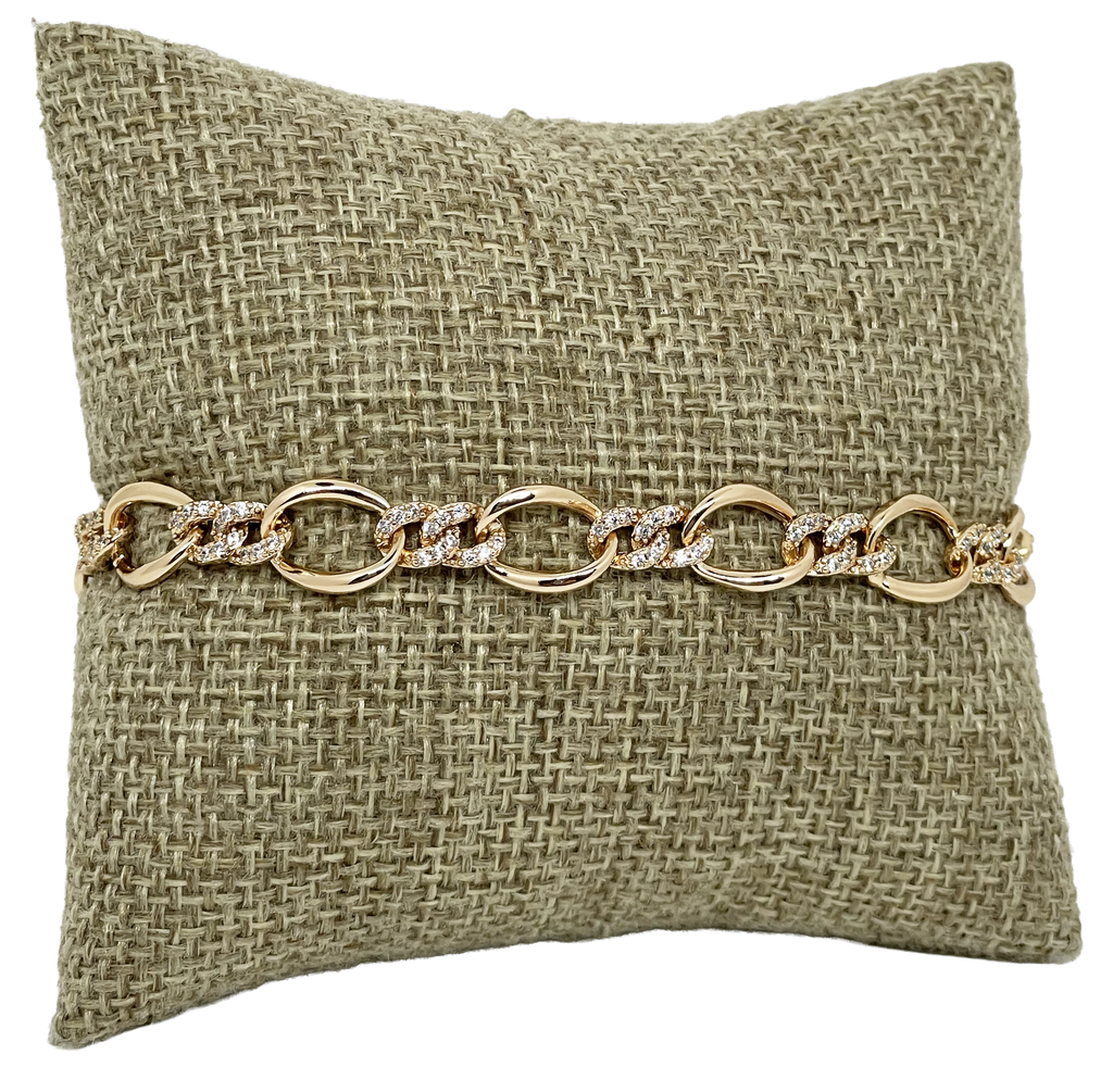 Pulsera dorada de rodio con brillantitos
