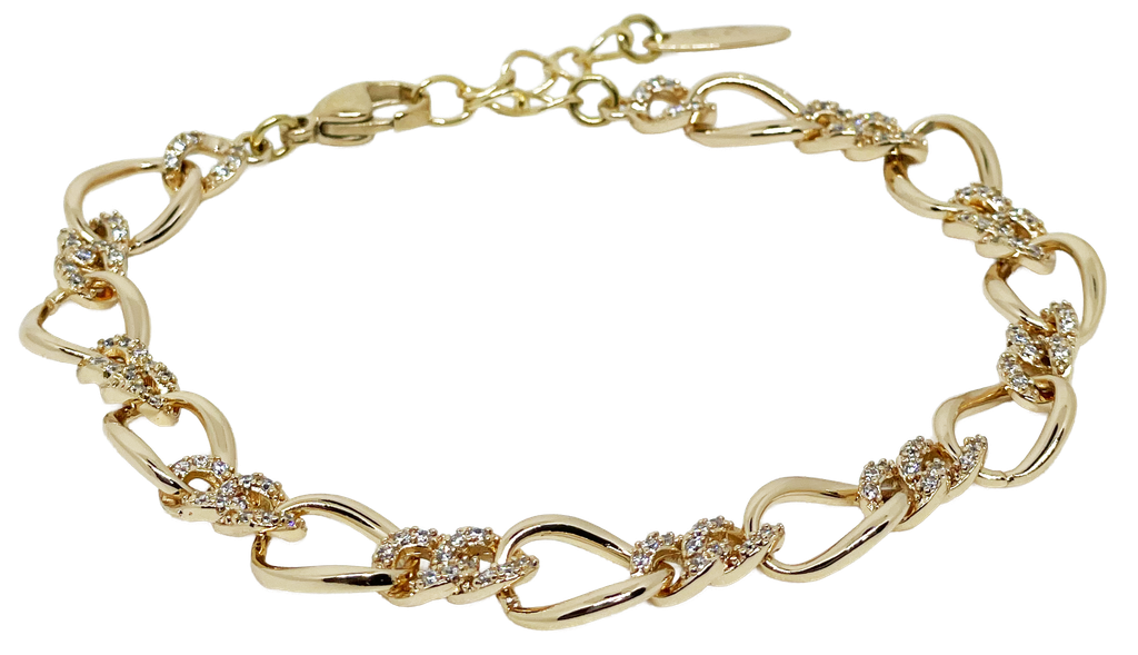Pulsera dorada de rodio con brillantitos