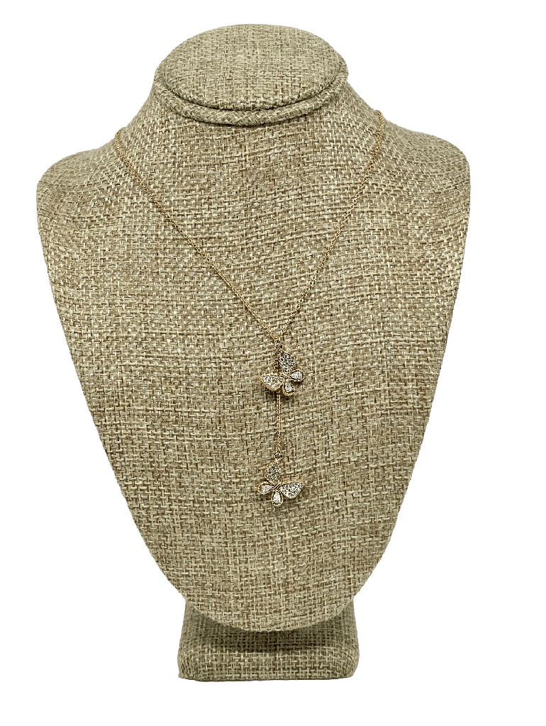 Cadena dorada de rodio con mariposas y brillantitos