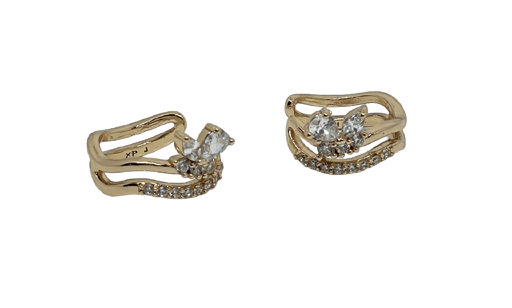 Earcuffs dorados de rodio con brillantitos