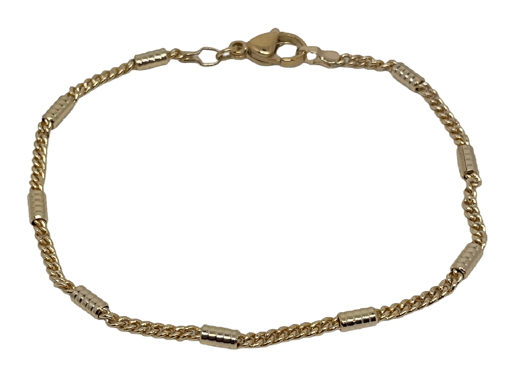 Pulsera dorada de rodio con tubitos