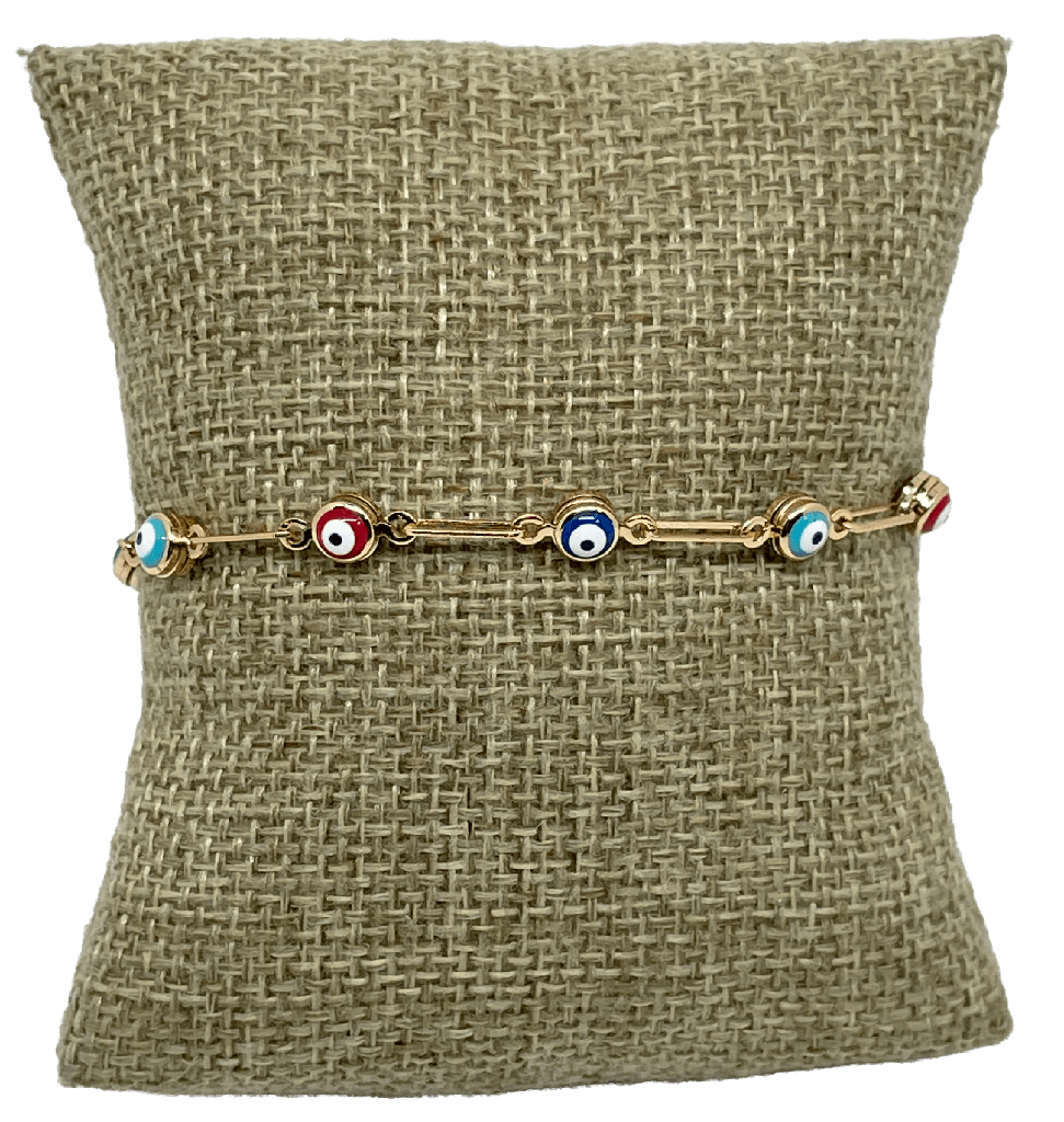 Pulsera dorada de rodio ojo turco