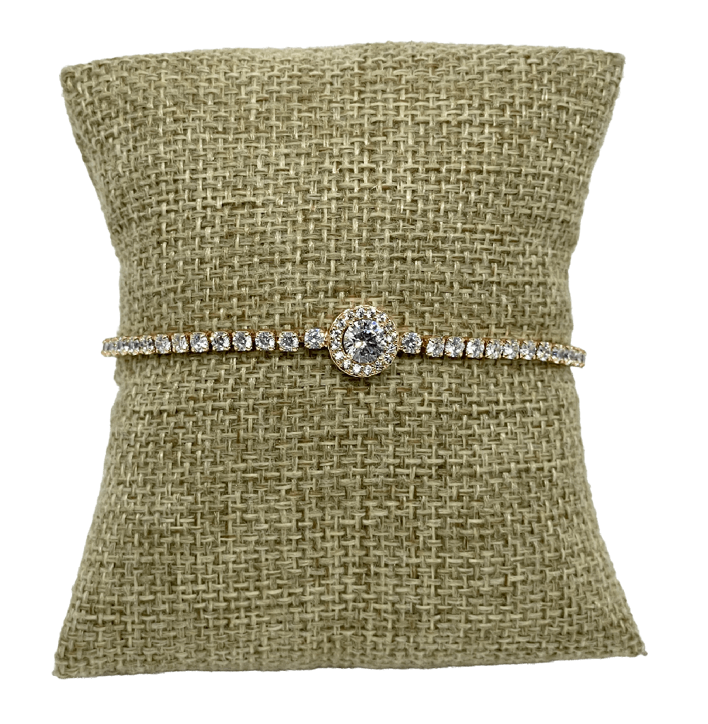 Pulsera dorada de rodio con brillantito