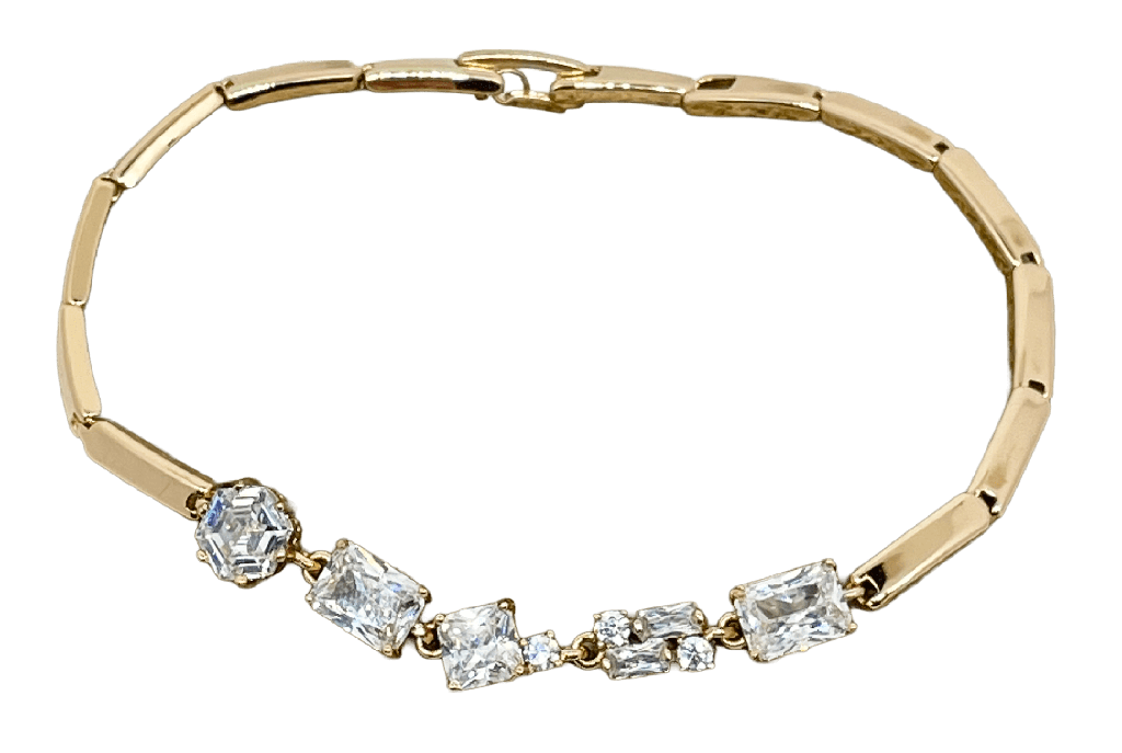 Pulsera dorada de rodio con brillantito