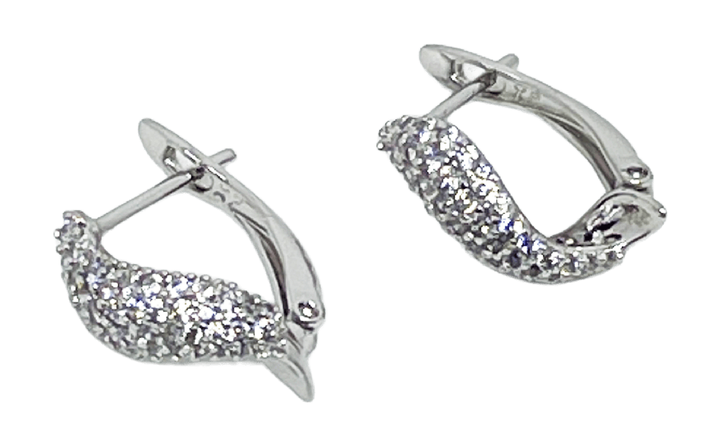 Arete plateado de rodio con brillantito