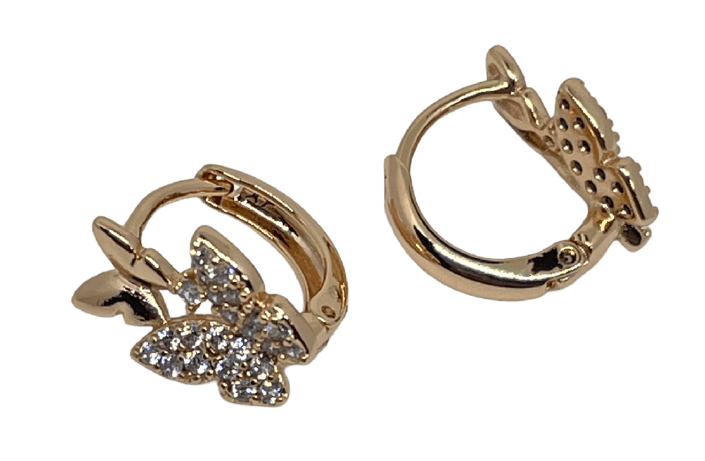 Arete dorado de rodio con brillantito