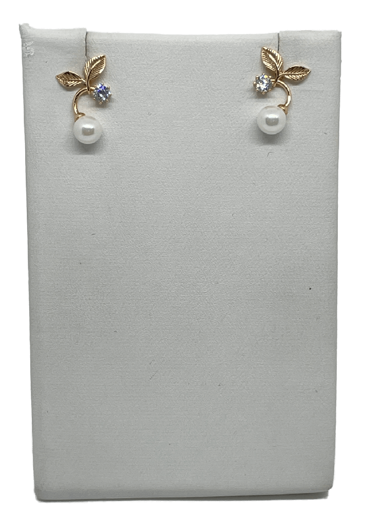 Arete dorado de rodio con perla