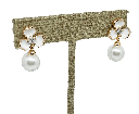 Arete dorado de rodio con perla