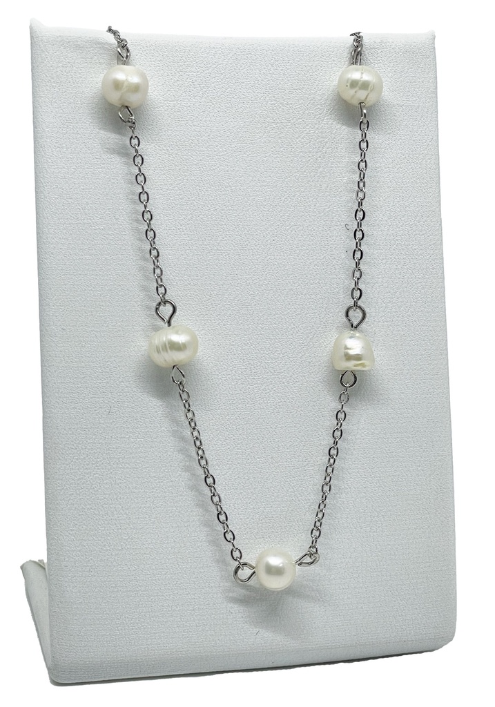 Cadena con perla en plateado