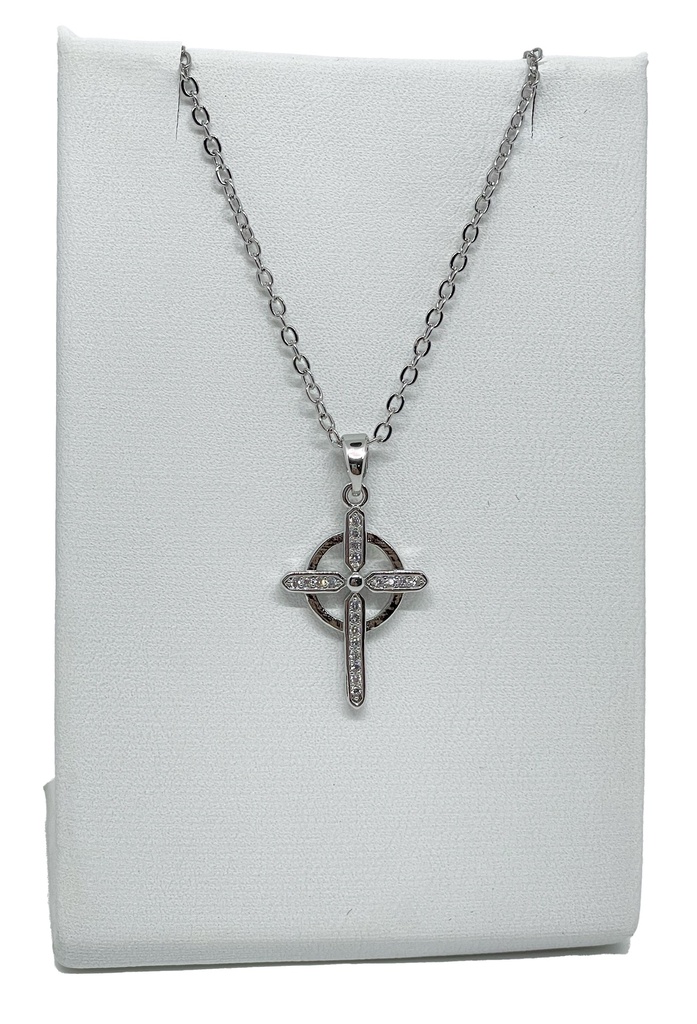 Cadena con zirconia en plateado