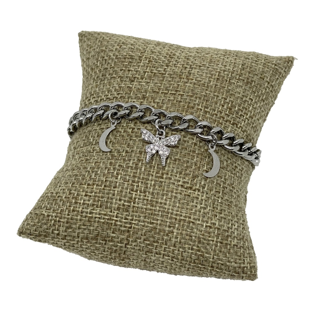 Pulsera de acero inoxidable con mariposa